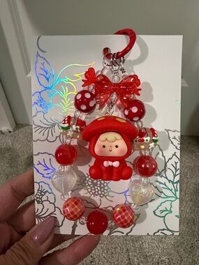 Handmade Red Bubblegum Bead Phone/Purse Charm